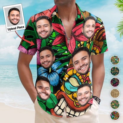 Custom Photo Funny Pet Family Friends Tiki Bar - Custom Photo Hawaiian Shirts HA0118