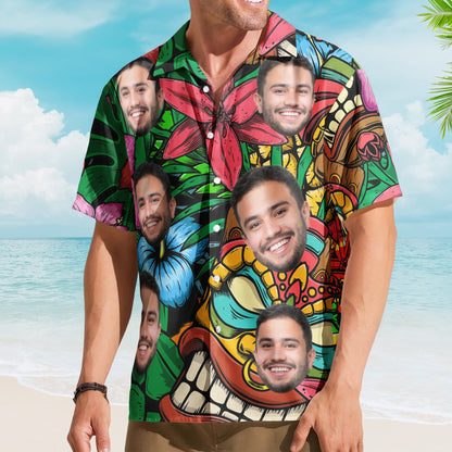 Custom Photo Funny Pet Family Friends Tiki Bar - Custom Photo Hawaiian Shirts HA0118