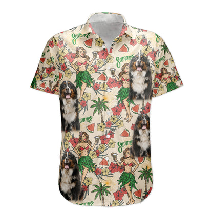 Custom Photo With Hula Girl Tropical Pattern Hawaiian Shirt - Custom Photo Hawaiian Shirts HA0099