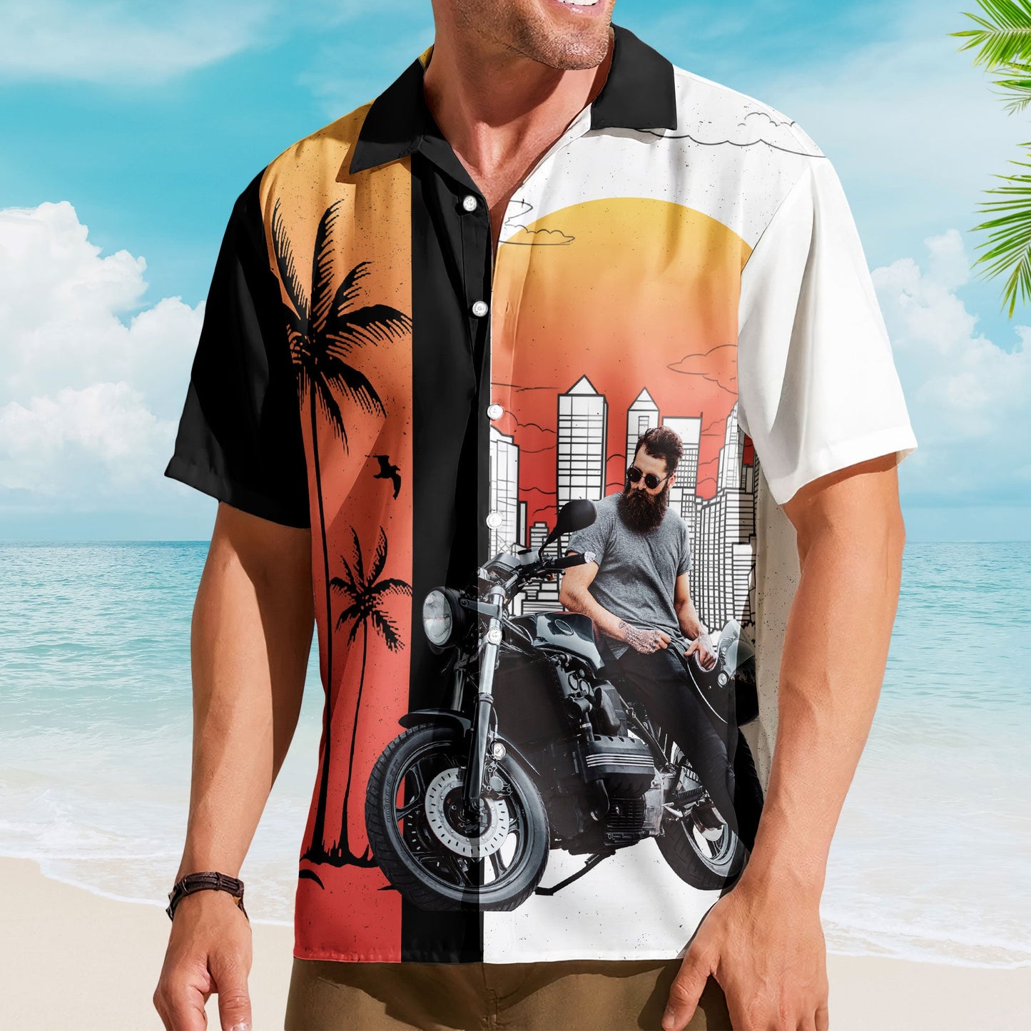 Custom Retro Bikes Photo Bikers For Men, Husband - Custom Photo Hawaiian Shirt HA0092