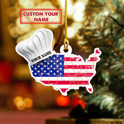 Personalized Name Hat Chef Ornament, Any Style Hat Chef Christmas Ornament, Idea Gift for Chef SO1186