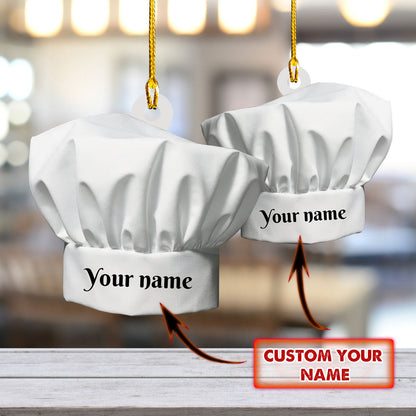 Personalized Name Hat Chef Ornament, Any Style Hat Chef Christmas Ornament, Idea Gift for Chef SO1186