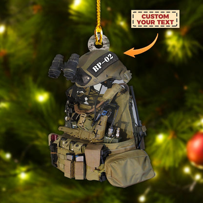 Personalized Army Full Vest Uniform Acrylic Shaped Ornament, Perfect Gift for Army Veteran OO1648