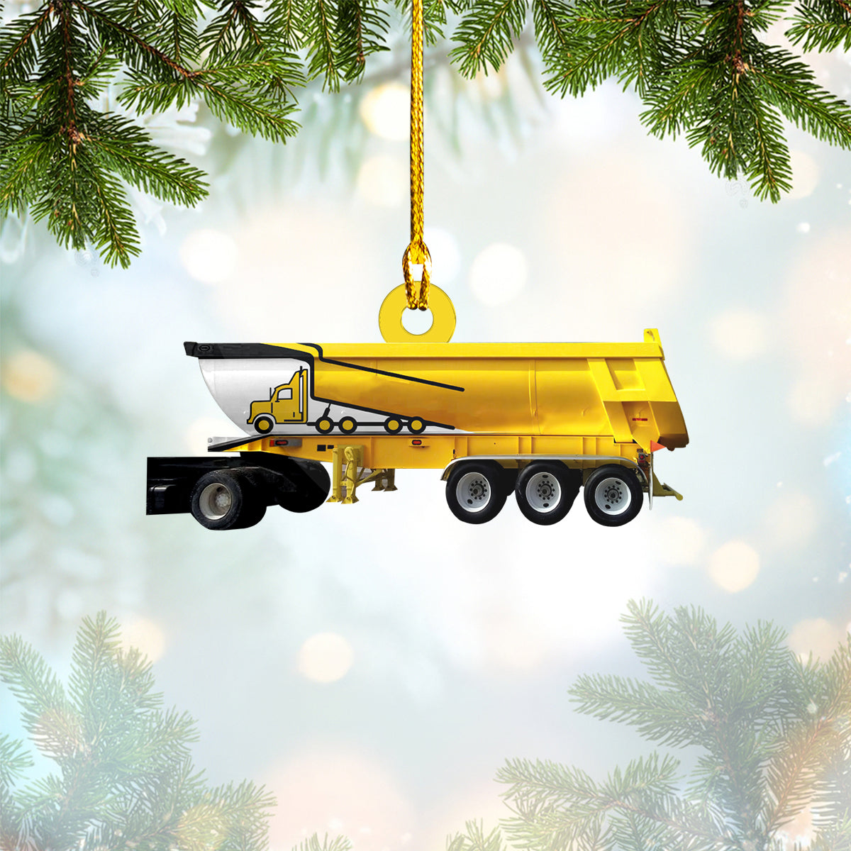 Yellow Truck Custom Shaped Acrylic Ornament, Christmas Gift for Truck Drivers OO1627