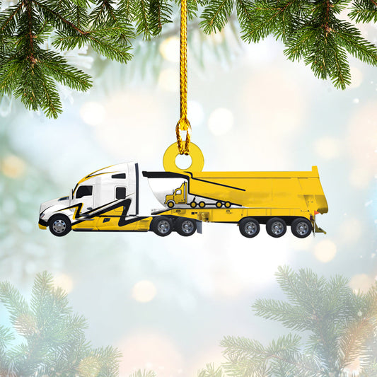 Yellow Truck Custom Shaped Acrylic Ornament, Christmas Gift for Truck Drivers OO1627