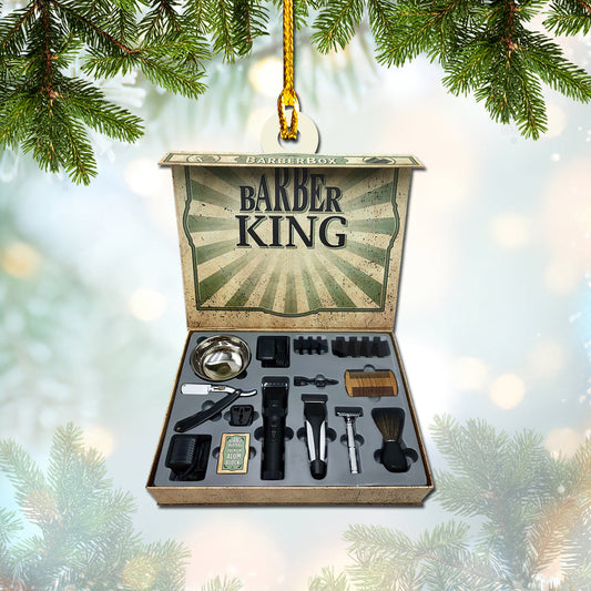 Personalized King Barber Tool Christmas Acrylic Ornament, Gift for Barber OO1663