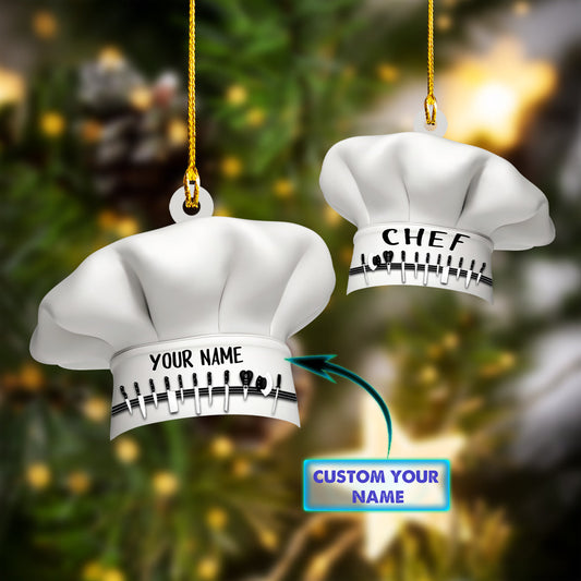 Personalized Name Hat Chef Ornament, Any Style Hat Chef Christmas Ornament, Idea Gift for Chef SO1186