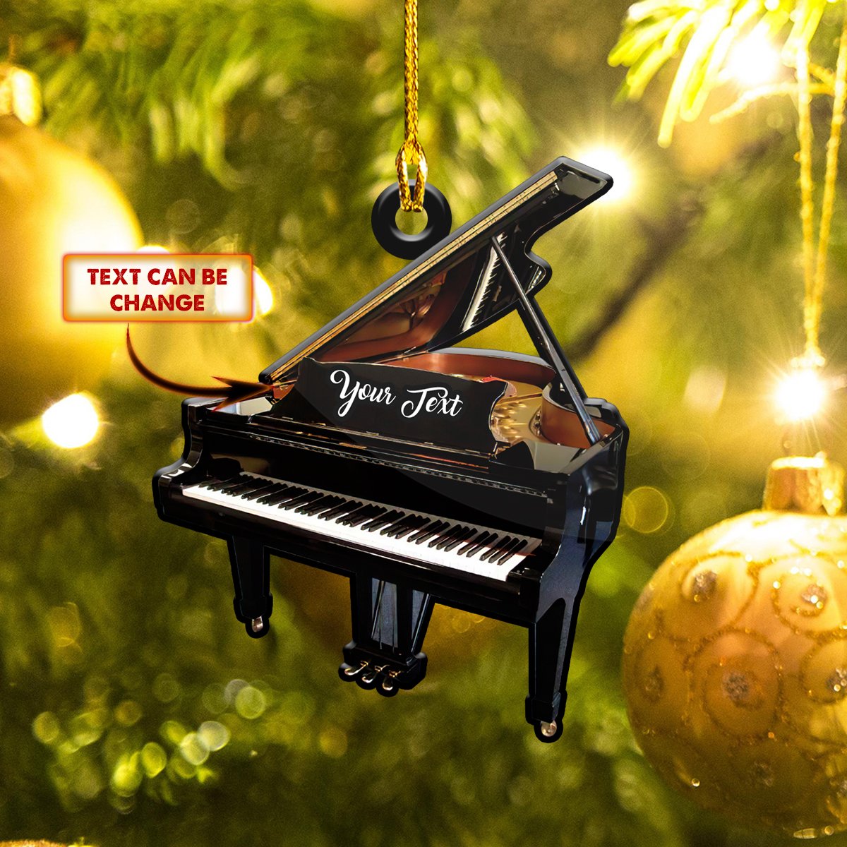 Customized Name Many Type Piano Shaped Acrylic Christmas Ornament, Perfect Gift for Musician SO0783