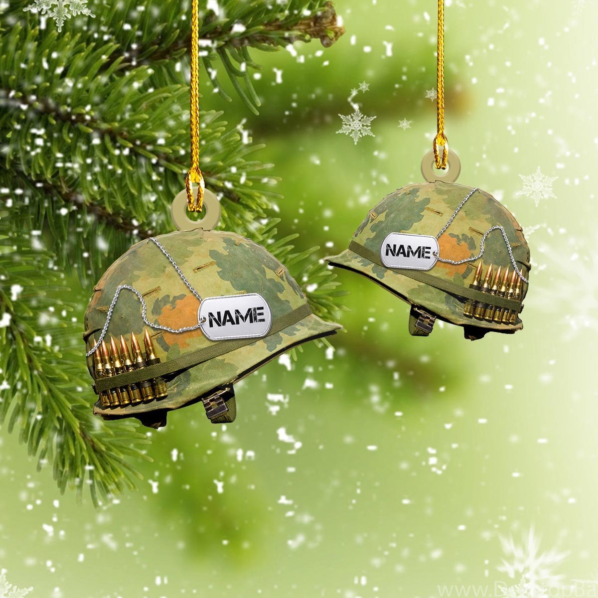 Personalized Army Helmet Custom Shaped Christmas Ornament, Helmet Ornament, Army Ornament OO1649