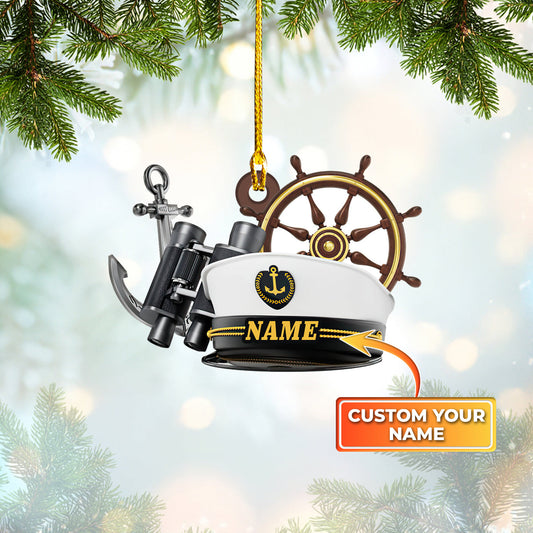 Personalized Name Sailor Captain Custom Shaped Ornament, Gift for Sailor Captain SO1171