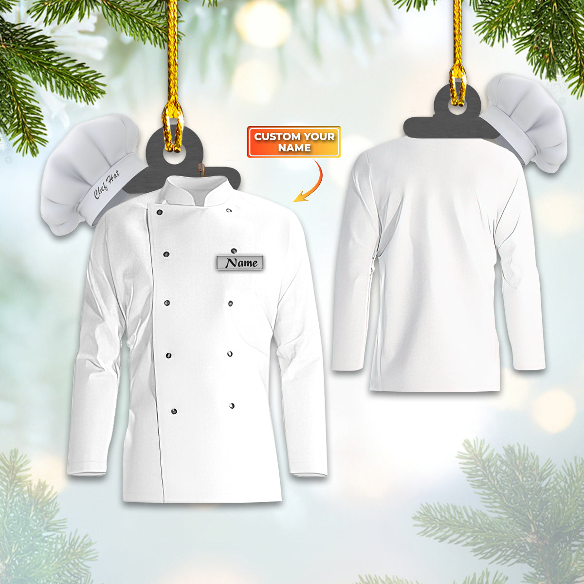 Custom Shaped Chef Uniform Ornament, Personalized Name Uniform for Master Chef Ornament OO1671