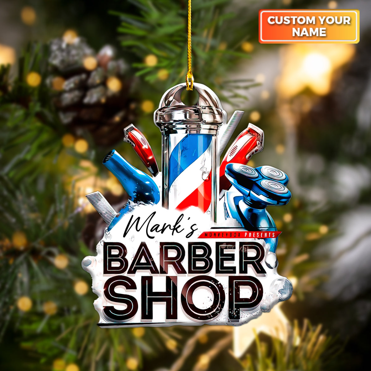 Personalized Retro Barber - Christmas Decorations Custom Shaped Ornament - Barber Christmas Gift 2024 OO1664