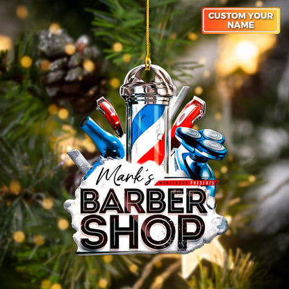 Personalized Retro Barber - Christmas Decorations Custom Shaped Ornament - Barber Christmas Gift 2024 OO1664