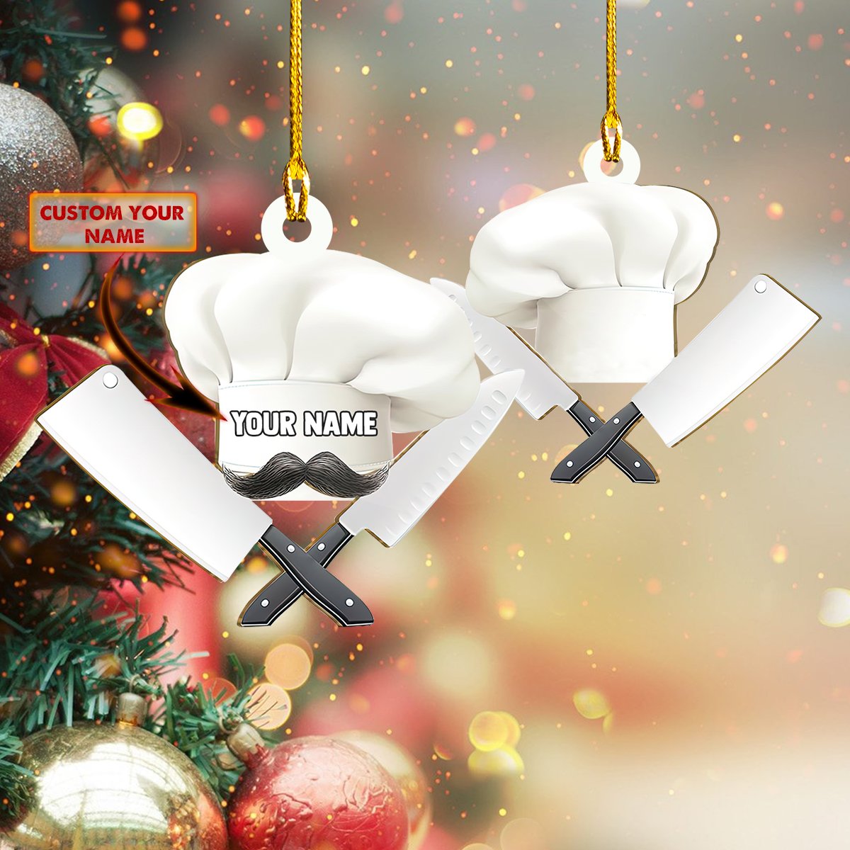 Personalized Name Hat Chef Ornament, Any Style Hat Chef Christmas Ornament, Idea Gift for Chef SO1186