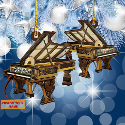 Customized Name Many Type Piano Shaped Acrylic Christmas Ornament, Perfect Gift for Musician SO0783