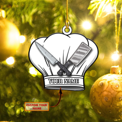 Personalized Name Hat Chef Ornament, Any Style Hat Chef Christmas Ornament, Idea Gift for Chef SO1186