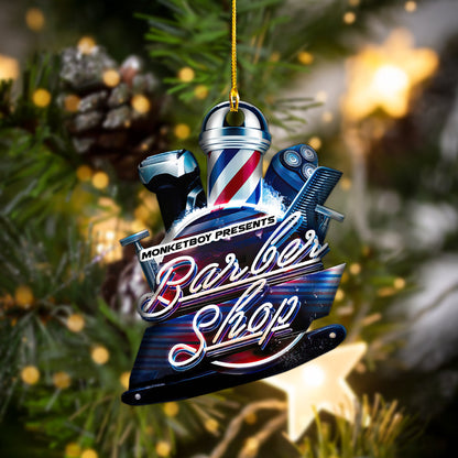 Personalized Retro Barber - Christmas Decorations Custom Shaped Ornament - Barber Christmas Gift 2024 OO1664