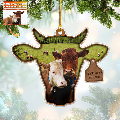 Cow Ornament , Personalized Christmas Ornament, Custom Gift For Farmer OO1680