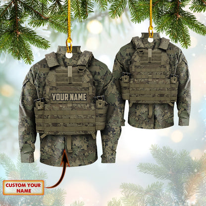 Personalized Army Full Vest Uniform Acrylic Shaped Ornament, Perfect Gift for Army Veteran OO1648