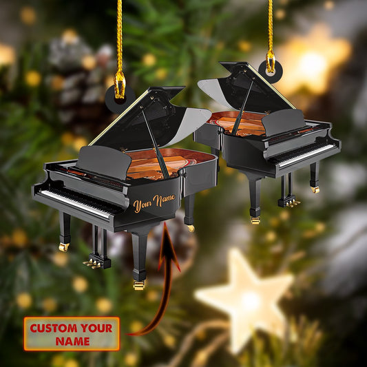 Customized Name Many Type Piano Shaped Acrylic Christmas Ornament, Perfect Gift for Musician SO0783