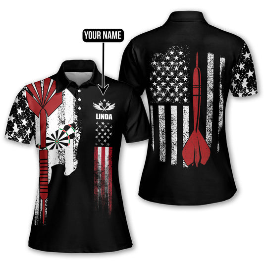 Darts American Flag Skull Custom Darts Shirts for Women, USA Dart Shirt DMO0049