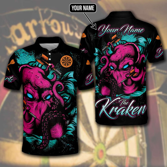 Personalized Name Darts All Over Printed Unisex Polo Shirt, The Kraken Dart Shirt DMO0018