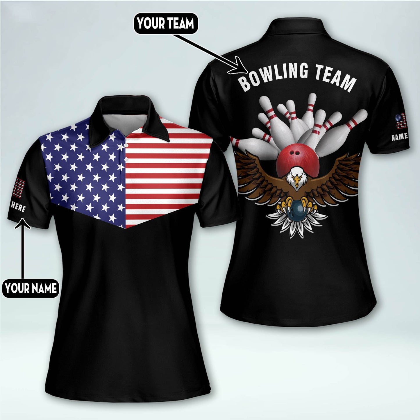 American Flag Bowling Shirts for Women BW0104