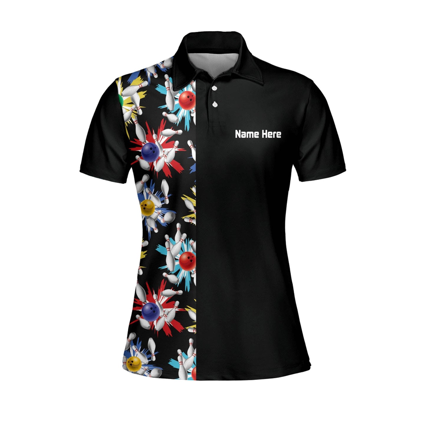 Personalized Splits 'n Giggles Black Bowling Women Polo Shirt, Gift for Bowler SO1356