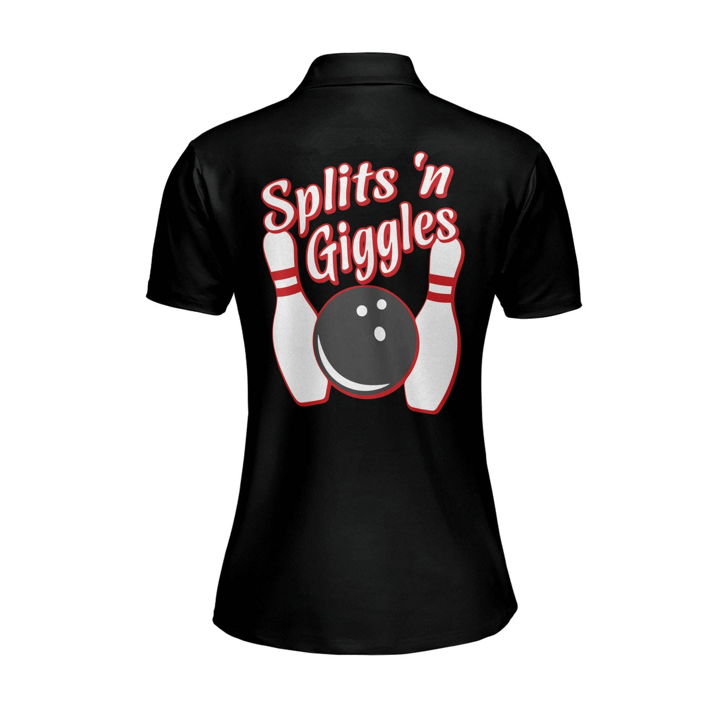 Personalized Splits 'n Giggles Black Bowling Women Polo Shirt, Gift for Bowler SO1356