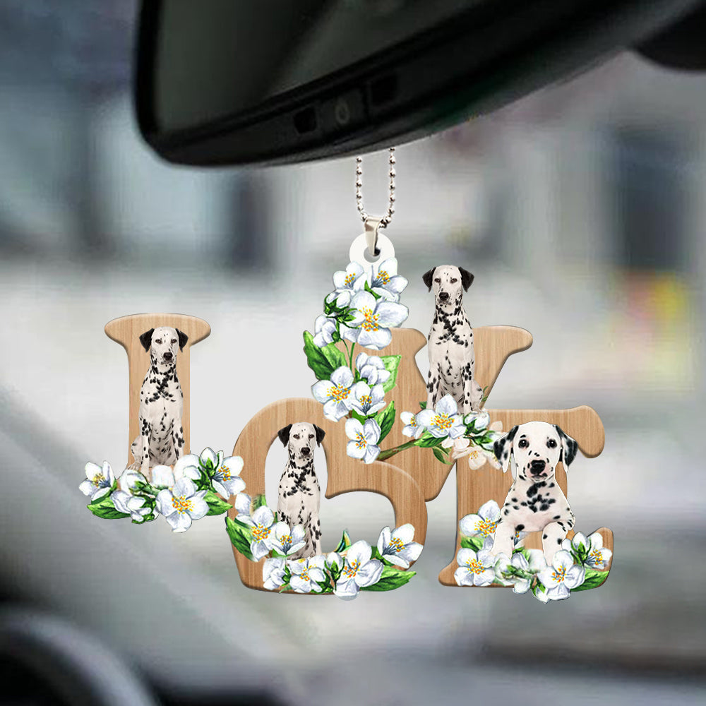 Dalmatian Love Flowers Dog Lover Best Hanging Ornament For Auto Car OO0902