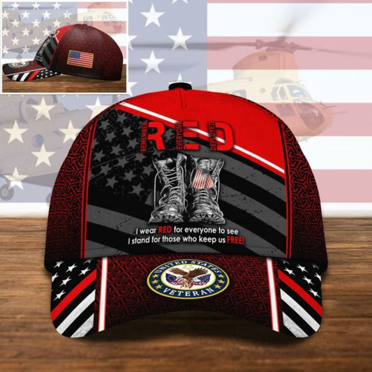 US VETERAN I Wear Red For Everyone, US Veteran Gifts Cap CA0018