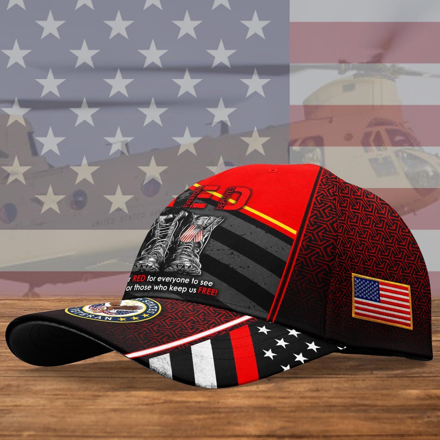 US VETERAN I Wear Red For Everyone, US Veteran Gifts Cap CA0018