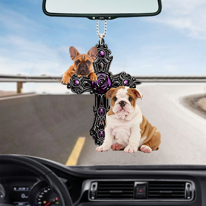 English Bulldog Pray For God Car Hanging Ornament Dog Pray For God Ornament Lasfour OO0727