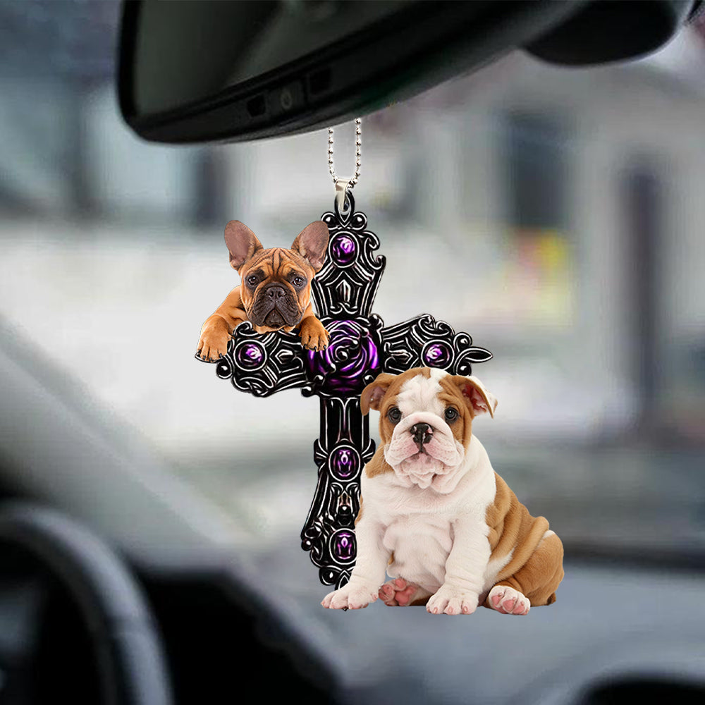 English Bulldog Pray For God Car Hanging Ornament Dog Pray For God Ornament Lasfour OO0727