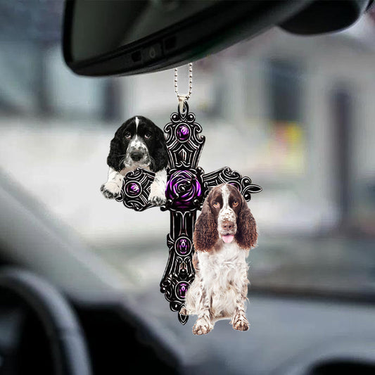 English Springer Spaniel Pray For God Car Hanging Ornament Dog Pray For God Ornament Lasfour OO0740