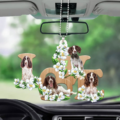 English Springer Spaniel Love Flowers Dog Lover Car Hanging Acrylic Ornament OO0899