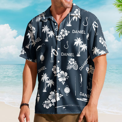 Fishing Tools Gears Custom Name Aloha Shirts For Men - Custom Hawaiian Shirts HA0027