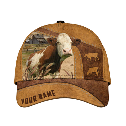 Custom Name Fleckvieh Cattle Cap , Cattle Hat, Farm Baseball Hat, Cap Hat For Farmer Farm Lover CO1025