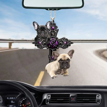 Cool French Bulldog Pray For God Car Hanging Ornament Dog Pray For God Ornament Lasfour OO0704