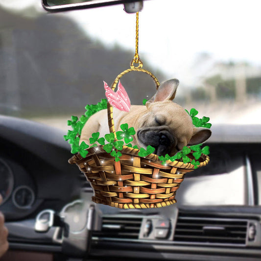 French bulldog Sleeping Lucky Fairy Two Sided Ornament, Dog Ornament Hanging For Car OO0250