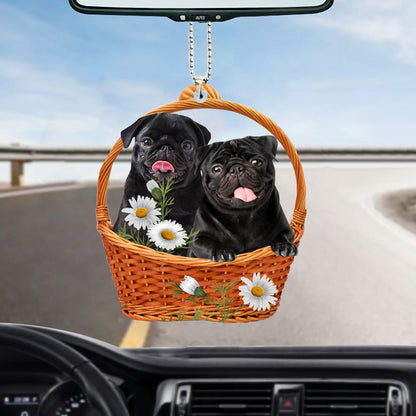 Black Pug God'S Present Car Hanging Ornament Couple Dog Ornaments OO0921