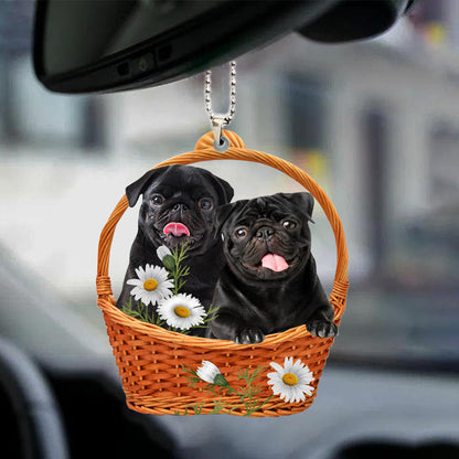 Black Pug God'S Present Car Hanging Ornament Couple Dog Ornaments OO0921