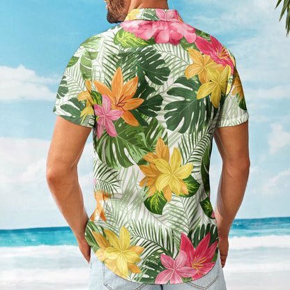 Funny Big Belly Aloha With Tropical Flowers - Custom Hawaiian Shirt HA0084