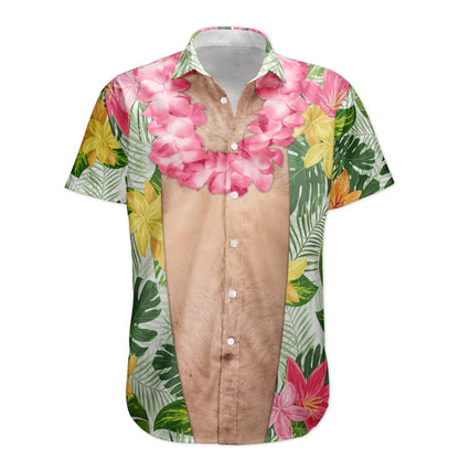 Funny Big Belly Aloha With Tropical Flowers - Custom Hawaiian Shirt HA0084