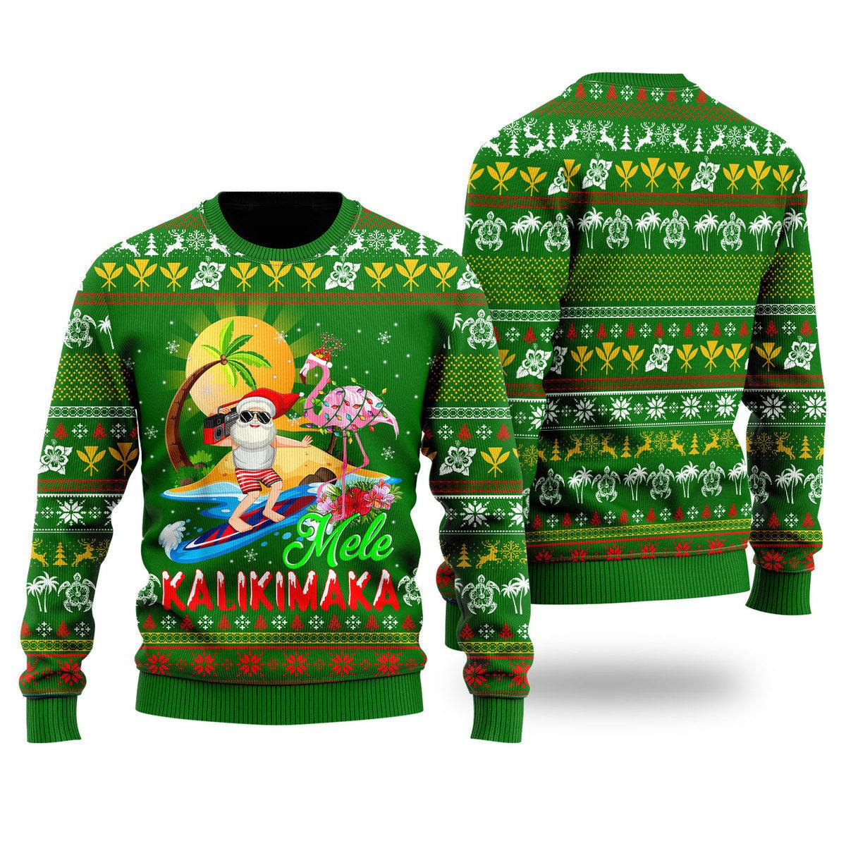 Funny Hawaii Santa Mele Kalikimaka Ugly Christmas Sweater For Men & Women SO0826