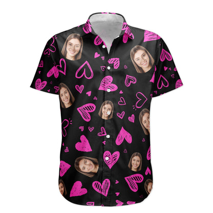 Funny Heart Custom Face Valentine's Day Gift - Custom Photo Hawaiian Shirts HA0028