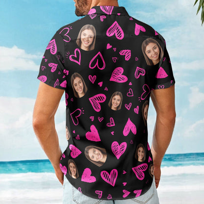 Funny Heart Custom Face Valentine's Day Gift - Custom Photo Hawaiian Shirts HA0028