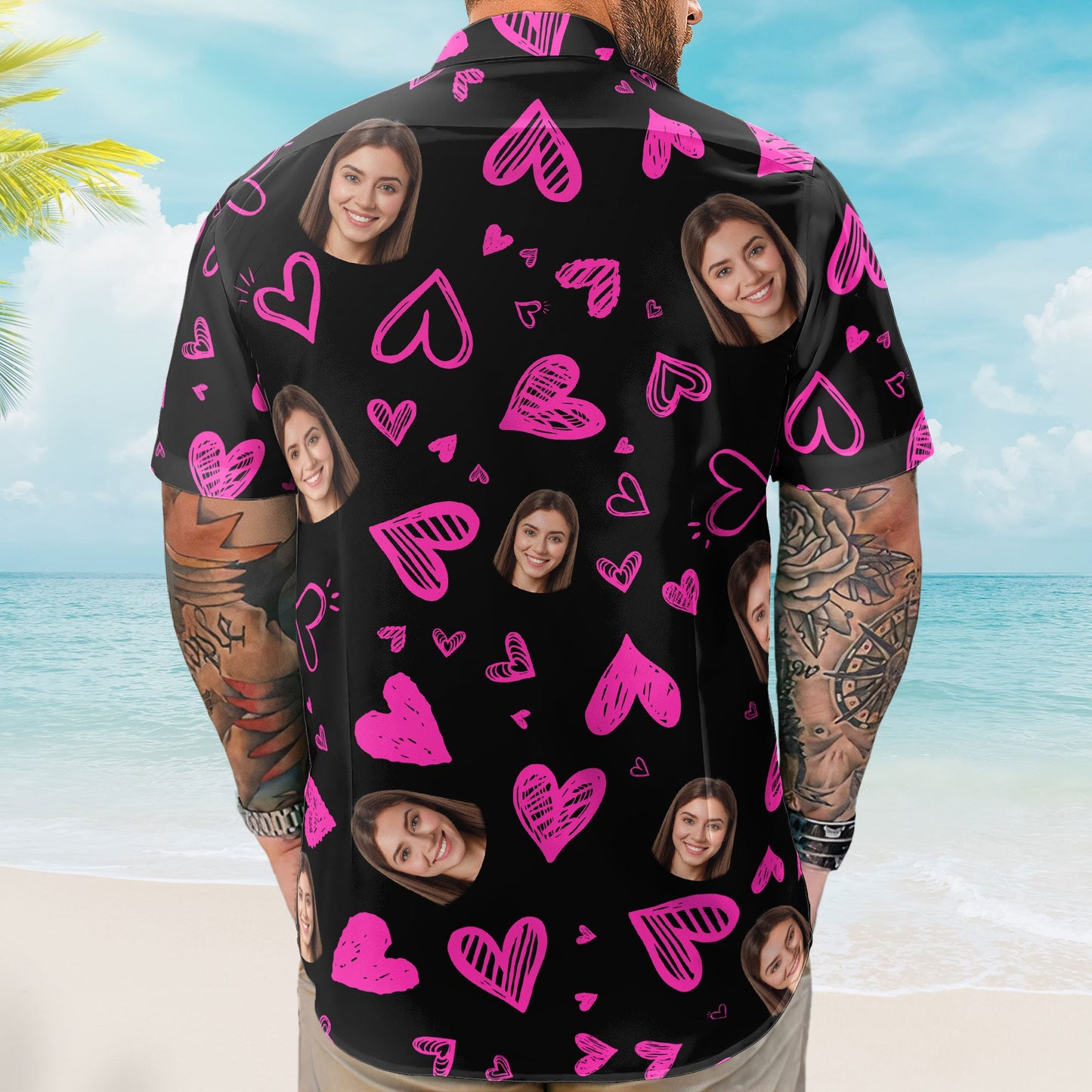 Funny Heart Custom Face Valentine's Day Gift - Custom Photo Hawaiian Shirts HA0028