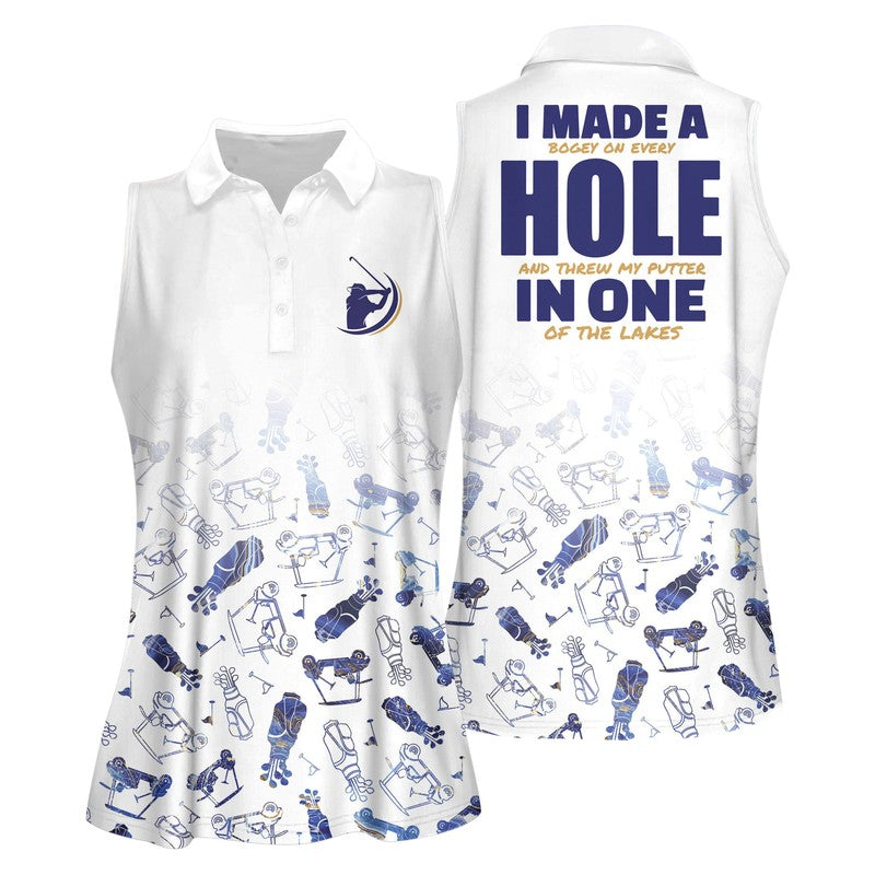 Personalized Golf Shirts for Women Sleeveless, Funny I Made A Hole In One Women Sleeveless Polo Shirt SO1018