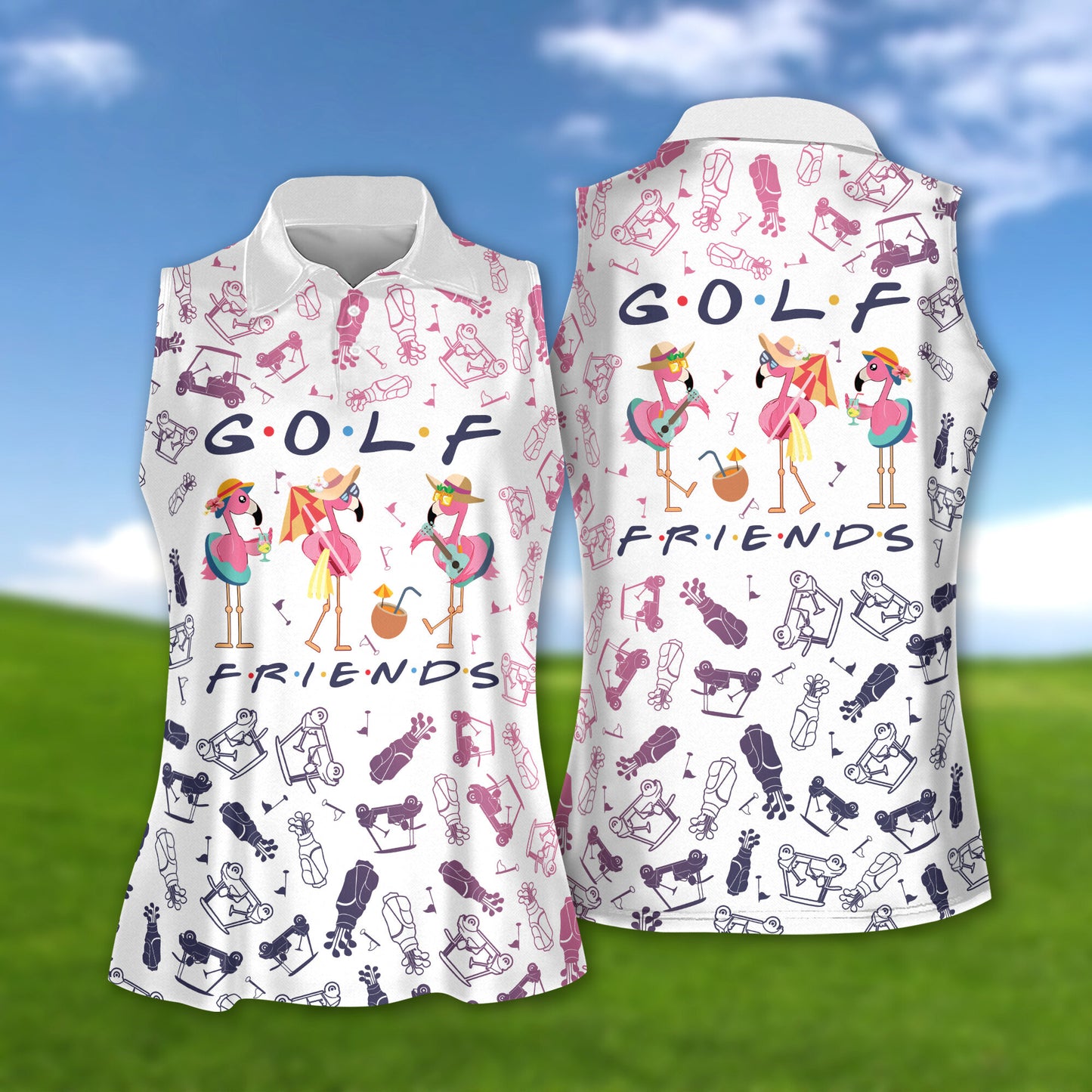 Golf friends summer version women golf apparels, women short sleeve polo shirt, sleeveless polo shirt GY0249